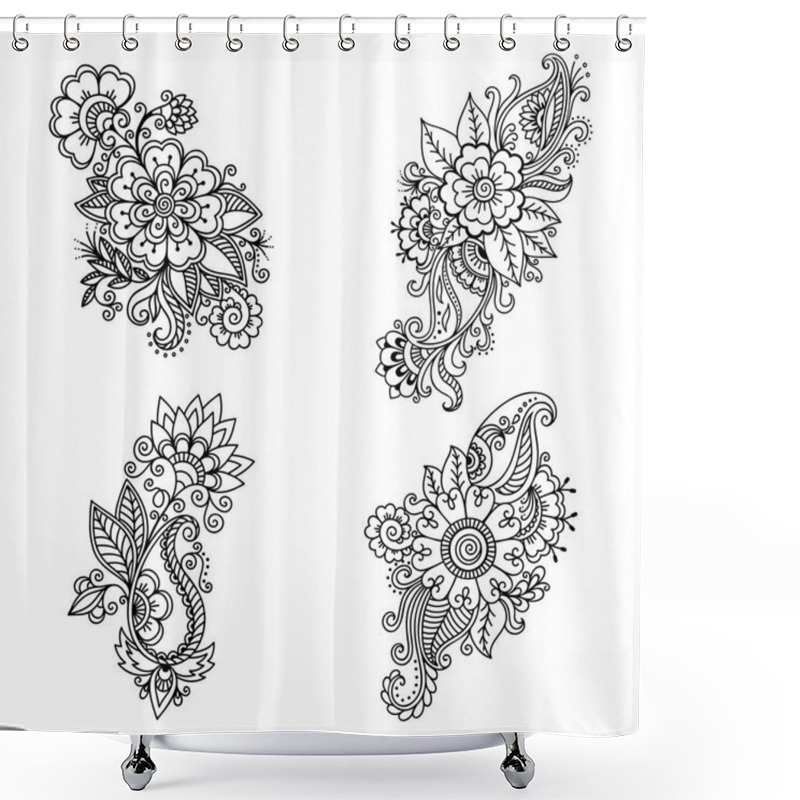 Personality  Henna Tattoo Flower Template In Indian Style. Ethnic Floral Paisley - Lotus. Mehndi Style. Ornamental Pattern In The Oriental Style. Shower Curtains