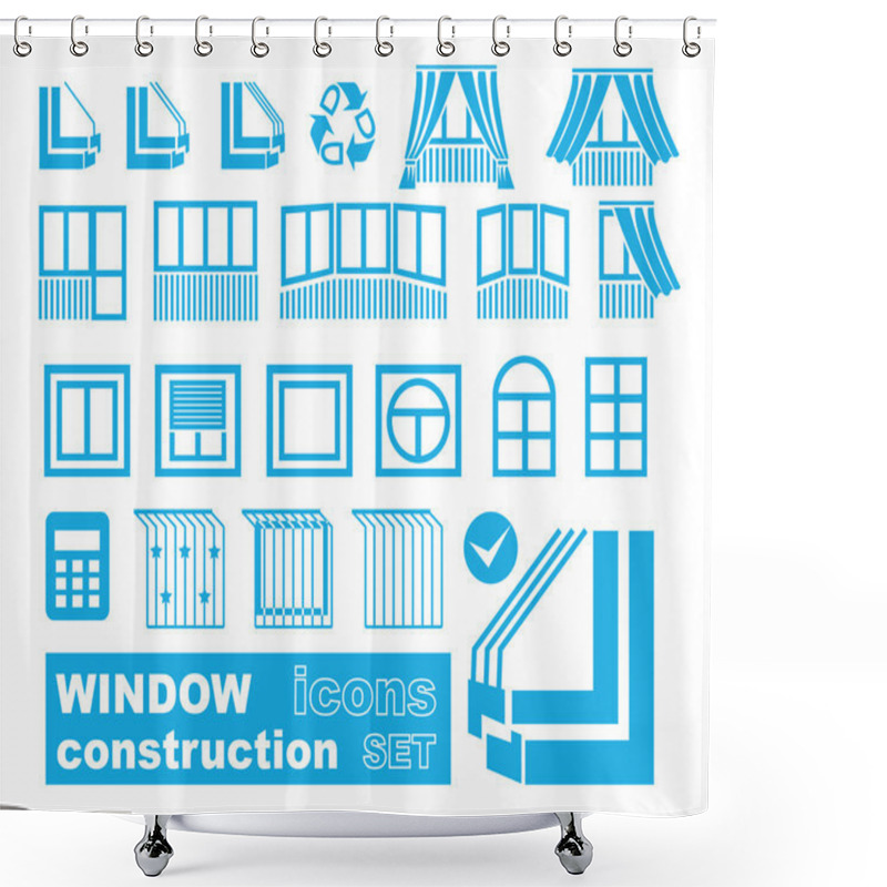 Personality  Set Of Window Variations Icons Shower Curtains