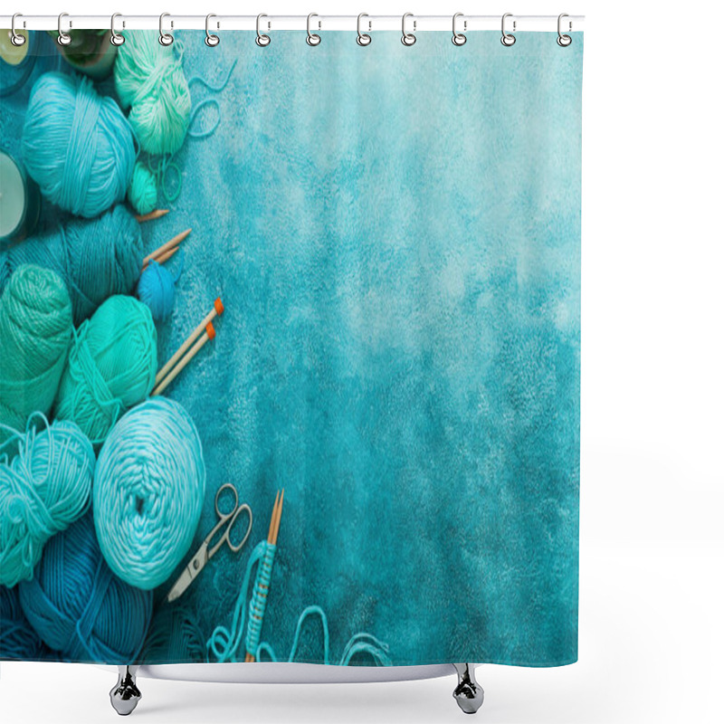 Personality  Yarn For Knitting Mint, Blue, Green, Turquoise And Knitting Need Shower Curtains