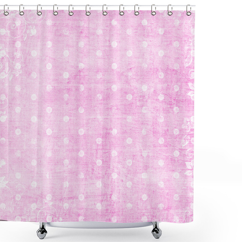 Personality  White Dots On Pink Background Shower Curtains