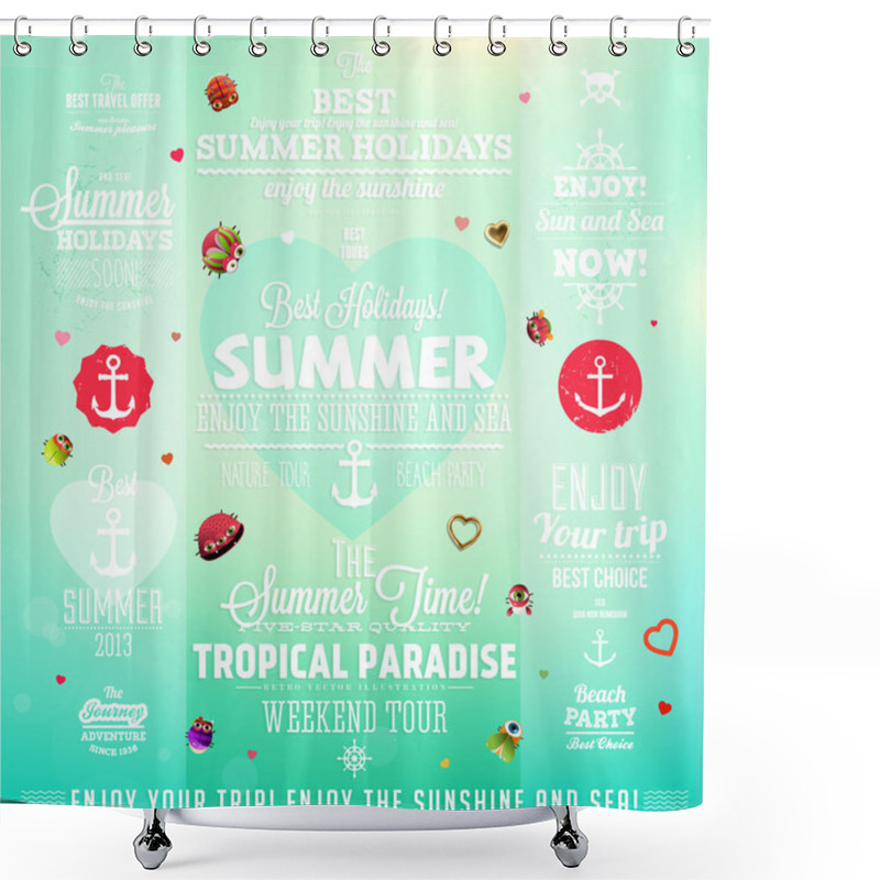 Personality  Retro Elements For Summer Calligraphic Designs Shower Curtains