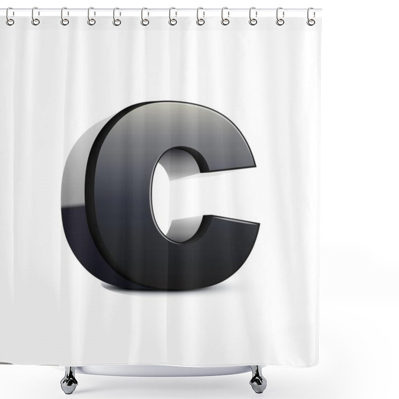 Personality  Lowercase Black Letter C Shower Curtains