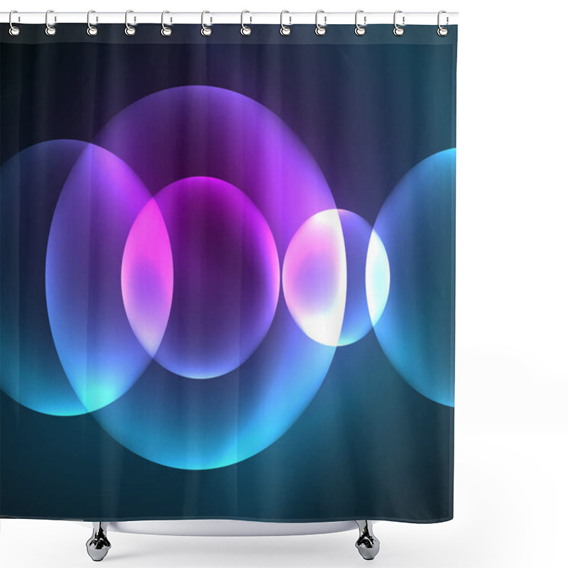 Personality  Glowing Shiny Overlapping Circles Composition On Dark Background Shower Curtains