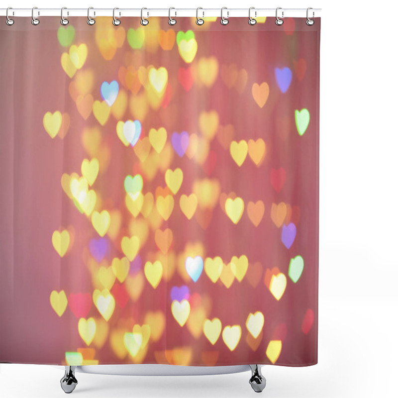 Personality  Festive Background Of Lights In Hearts Shape Shower Curtains