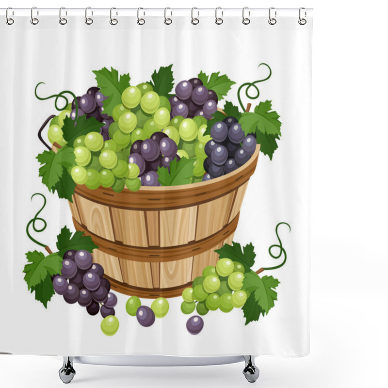 Personality  Basket With Black And Green Grapes. Vector Illustration. Shower Curtains