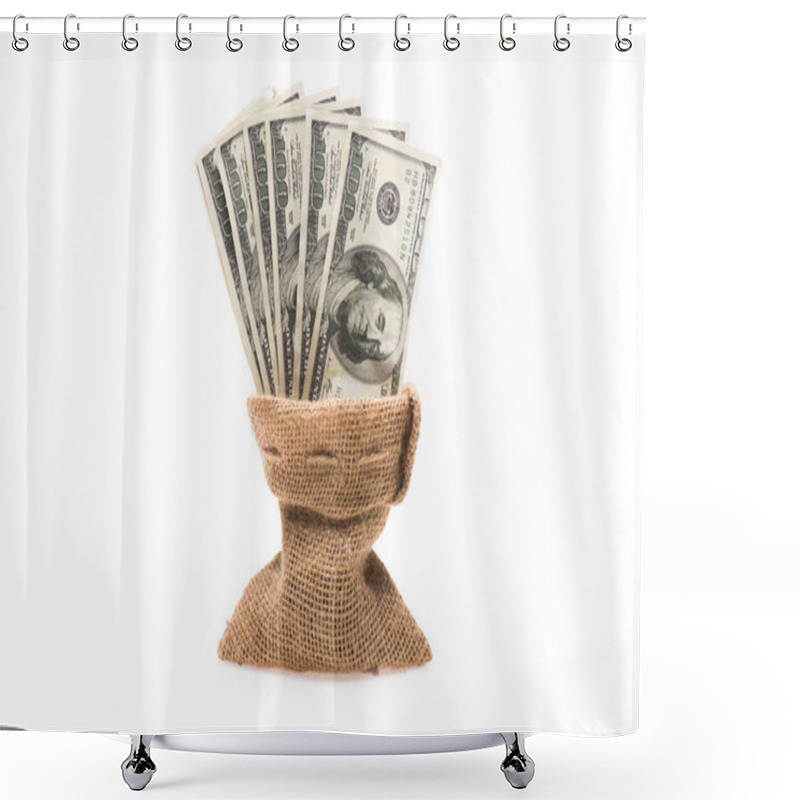 Personality  Dollar Banknotes In Bag Shower Curtains