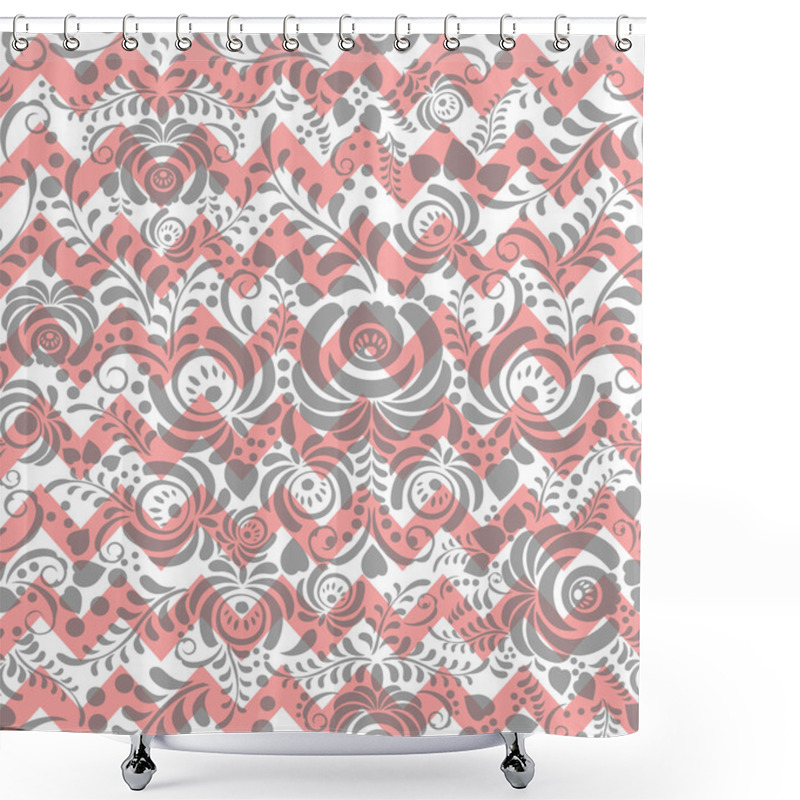 Personality  Vector Seamless Chevron Floral Background Shower Curtains