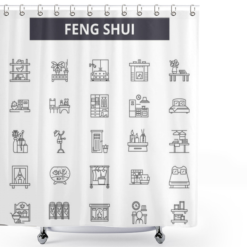 Personality  Feng Shui Line Icons For Web And Mobile Design. Editable Stroke Signs. Feng Shui  Outline Concept Illustrations Shower Curtains