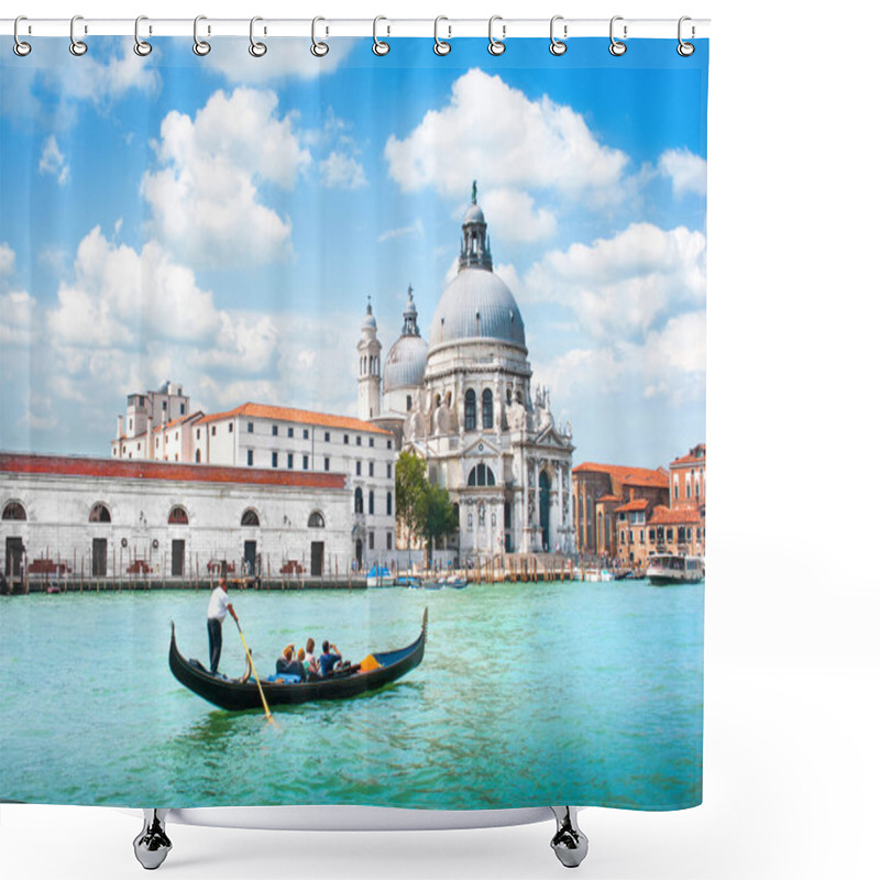 Personality  Gondola On Canal Grande With Basilica Di Santa Maria Della Salute In The Background, Venice, Italy Shower Curtains