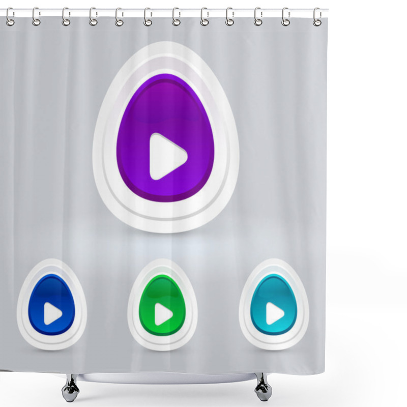 Personality  Vector Set Of Play Buttons. Shower Curtains