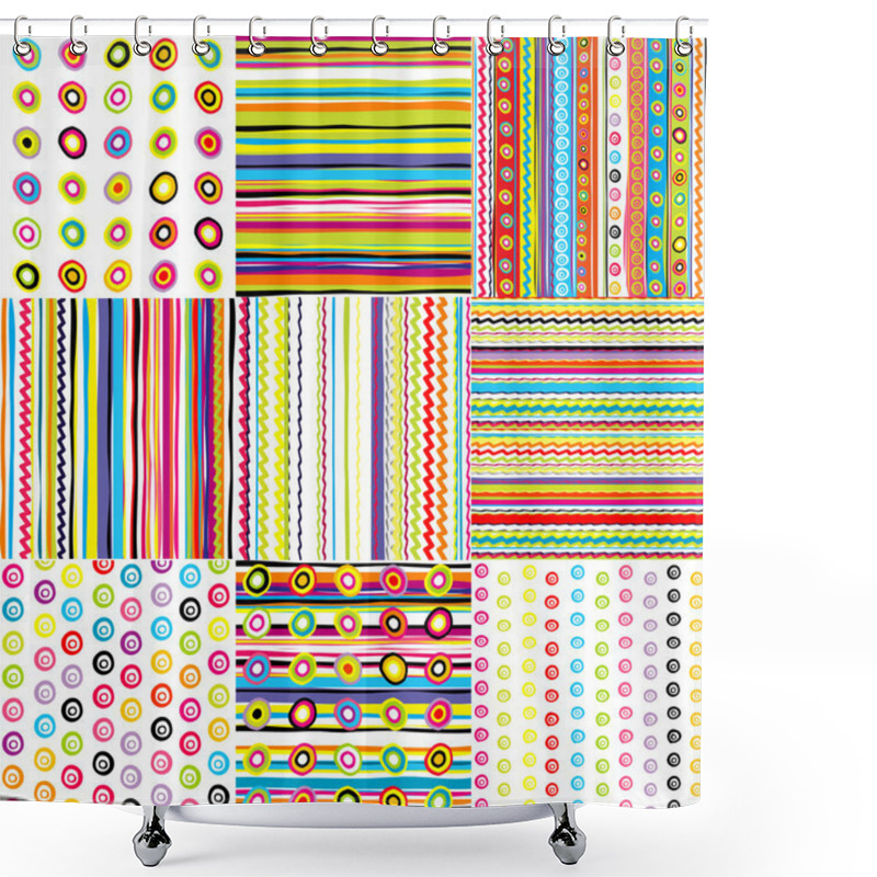 Personality  Dotted And Striped Backgrounds Shower Curtains