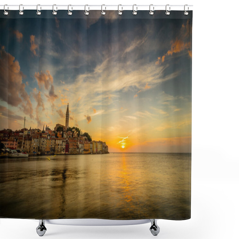 Personality  Beautiful Sunset At Rovinj In Adriatic Sea Shower Curtains