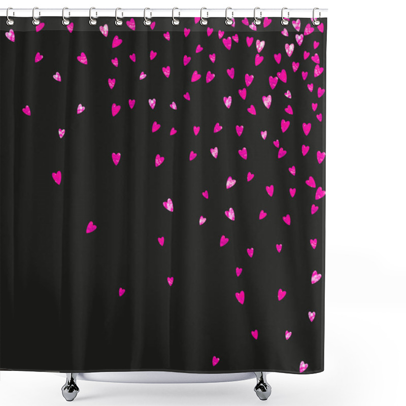 Personality  Mothers Day Background With Pink Glitter Confetti. Isolated Hear Shower Curtains