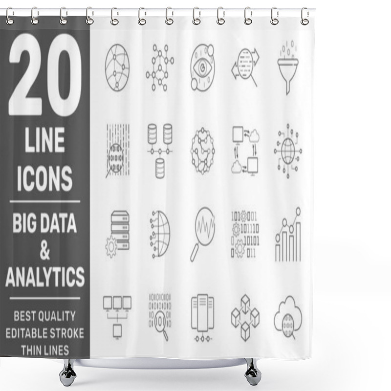 Personality  Big Data And Data Analysis Vector Line Icons, Minimal Pictogram Design. Editable Stroke. EPS 10 Shower Curtains