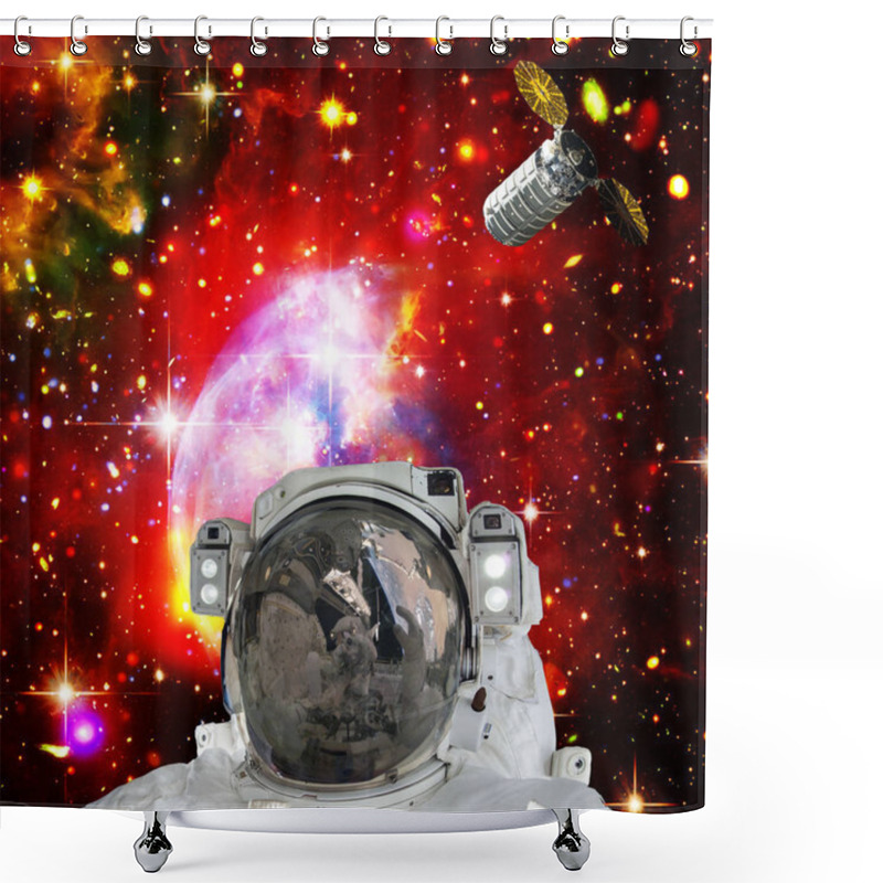 Personality  Astronaut Posing Against Galaxies And Stars. Outer Space. The El Shower Curtains