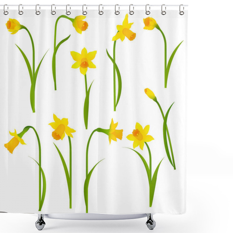 Personality  Narcissus Set On White  Shower Curtains