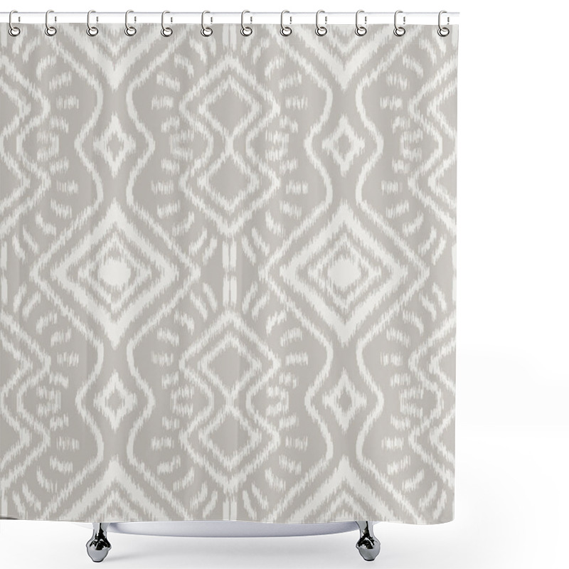 Personality  Ethnic Ancient Ikat Indonesian Blurred Weave Seamless Repeat Vector Pattern Swatch.  Cultural Design Great For Home Decor, Fashion, Stationary. Generative Art.  Thin Vertical Lines. Shower Curtains