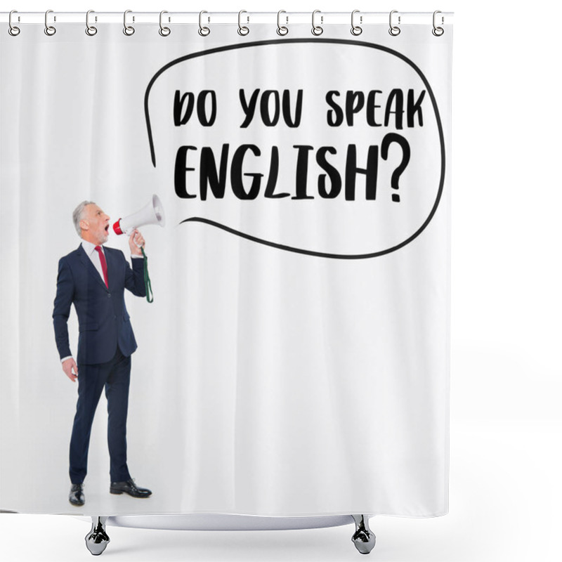 Personality  Businessman Shouting In Loudspeaker  Shower Curtains