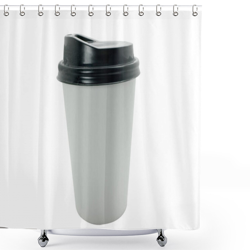 Personality  White Paper Coffee Cup With Black Plastic Lid Shower Curtains