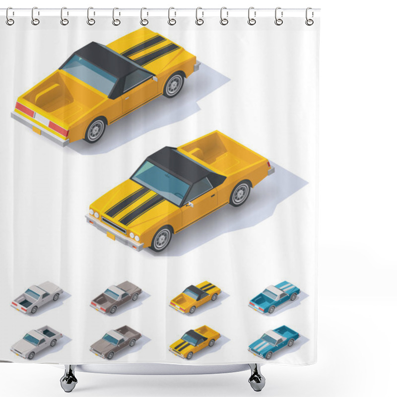 Personality  Vector Isometric Utility Coupe Car Shower Curtains