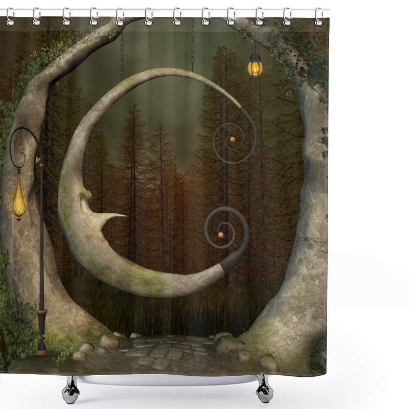 Personality  Enchanted Swing In The Middle Of The Forest Shower Curtains