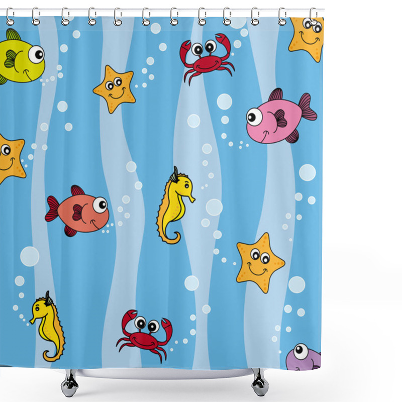 Personality  Seabed. Fish Shower Curtains