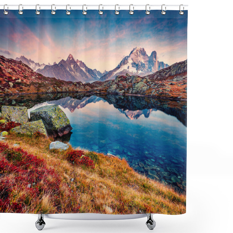 Personality  Impressive Sunset In Vallon De Berard Nature Preserve, Graian Alps, France, Europe. Amazing Autumn View Of Cheserys Lake/Lac De Cheserys, Chamonix Location. Beauty Of Nature Concept Background Shower Curtains