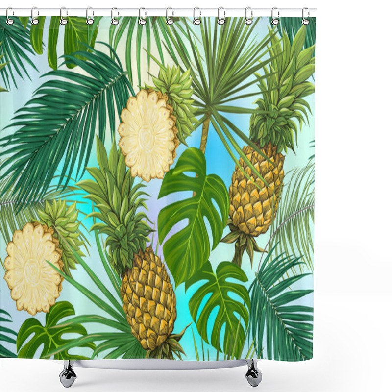 Personality  Seamless Pattern, Background With Tropical Plants Shower Curtains