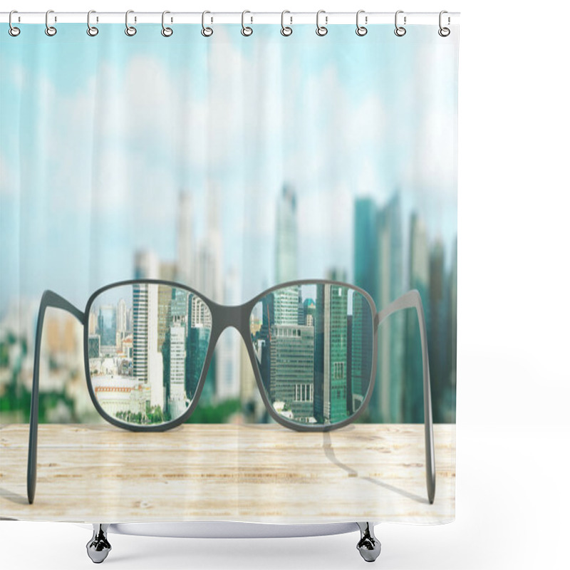 Personality  Cityscape Focused In Glasses Lenses Shower Curtains