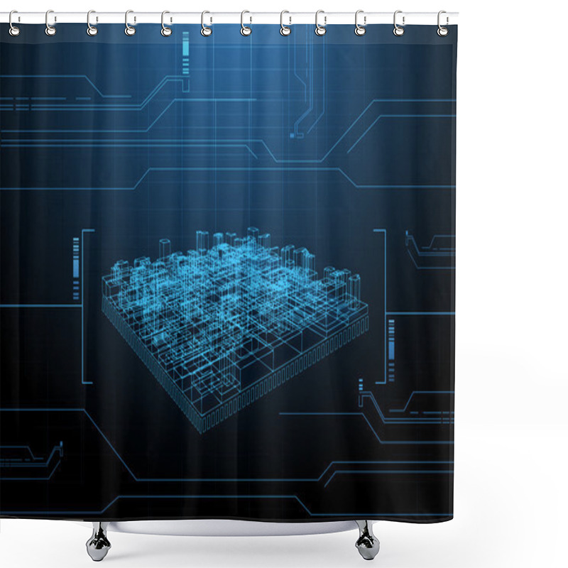 Personality  Wire Frame Presentation Of Building Shower Curtains