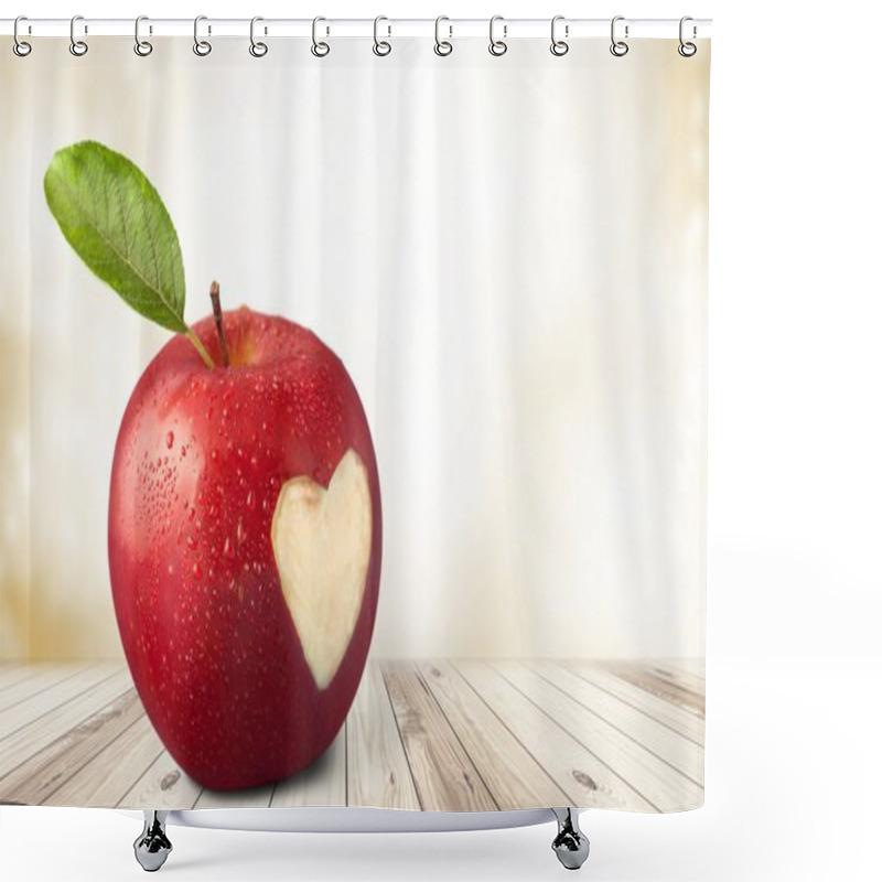 Personality  Apple With A Heart Shaped Cut-out. Shower Curtains