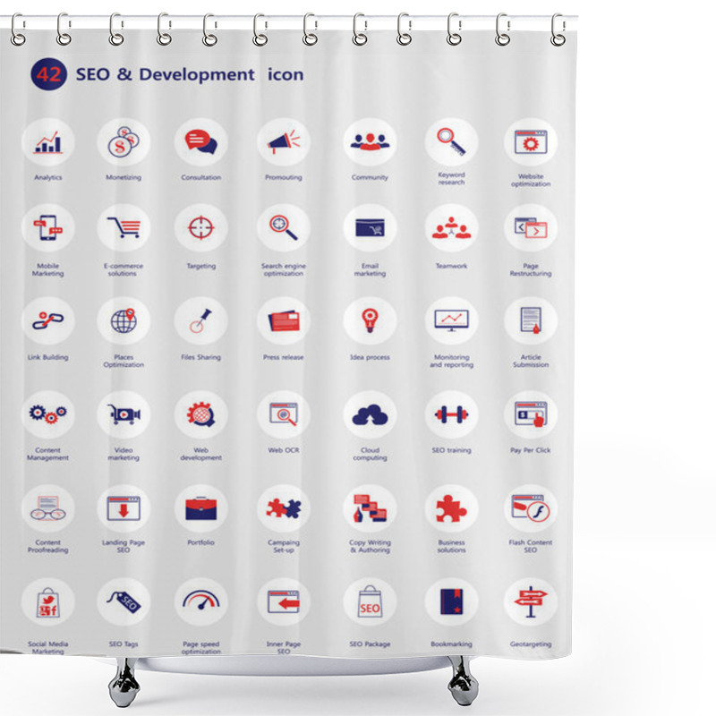 Personality  SEO And Development Icons Shower Curtains