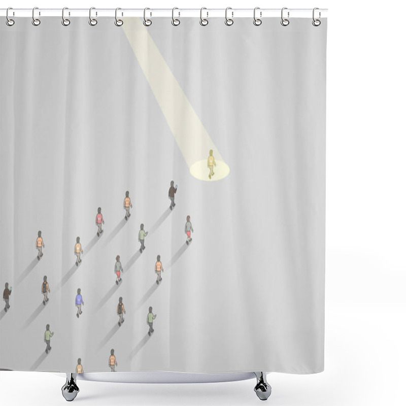 Personality  Businessman Spotlight. Human Resource And Recruitment. Business People Hire Concept. Shower Curtains