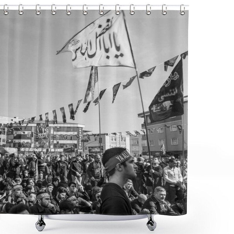 Personality  Shia Muslim Men Shout Islamic Slogans Ashura Procession Shower Curtains