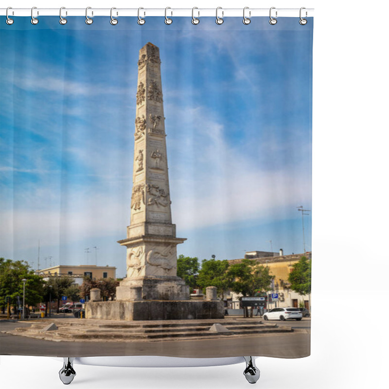 Personality  The 1769 Obelisk Of Naples Gate In The Ancient City Of Lecce, Apulia, Italy. It Was Designed By Giuseppe Zimbalo And Built To Commemorate The Visit Of King Ferdinand IV Of Bourbon To Lecce. Shower Curtains