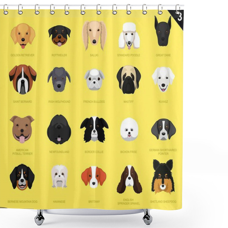 Personality  Dog Faces Icon Cartoon 3 Shower Curtains