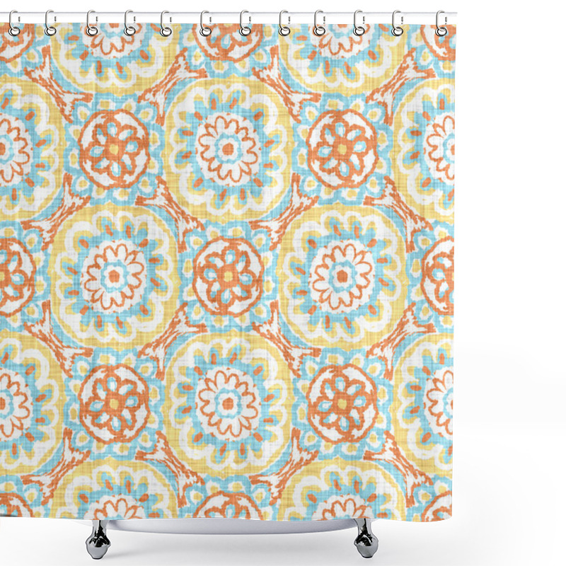 Personality  Watercolor Flower Motif Background. Hand Painted Earthy Whimsical Seamless Pattern. Modern Floral Linen Textile For Spring Summer Home Decor. Decorative Scandi Style Colorful Nature All Over Print Shower Curtains