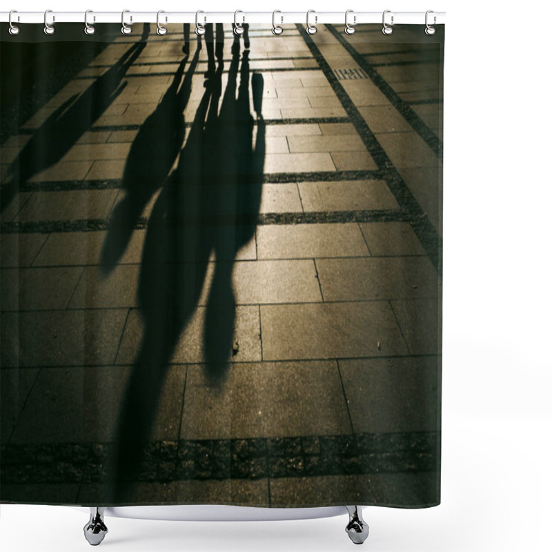 Personality  Silhouettes Of People Walking On City Street Shower Curtains