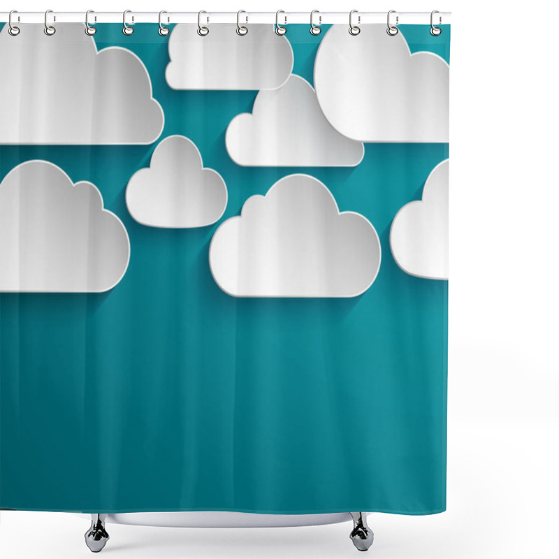 Personality  Abstract Paper Clouds Background. Shower Curtains