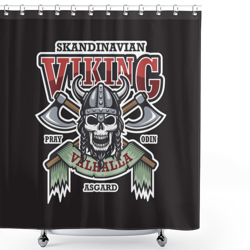 Personality  Viking Emblem On Dark Background Shower Curtains