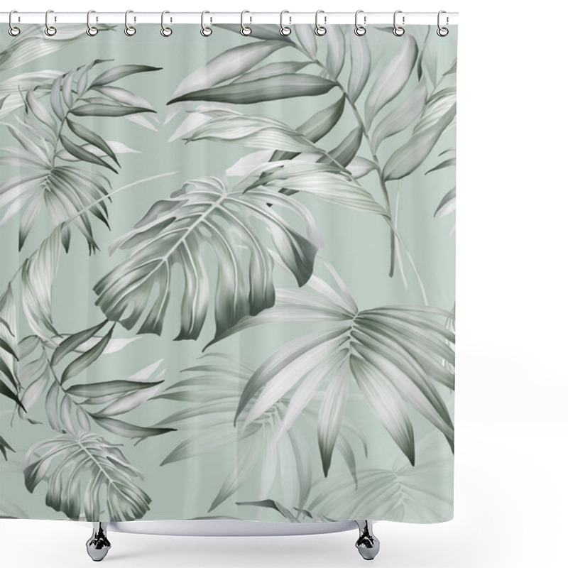 Personality  Tropical Leaves Seamless Pattern. Exotic Jungle Wallpaper. Shower Curtains