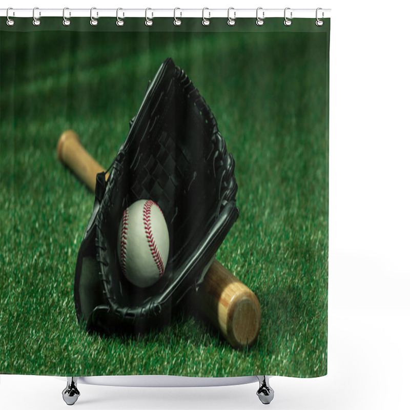 Personality  Baseball Bat, Glove And Ball Shower Curtains