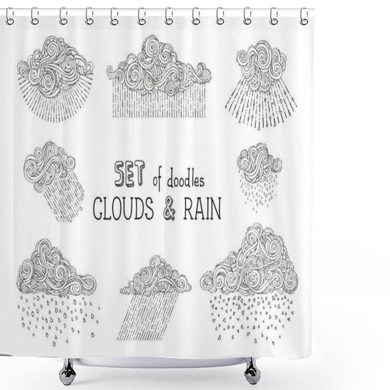 Personality  Set Of Clouds And Rain Drops. Shower Curtains