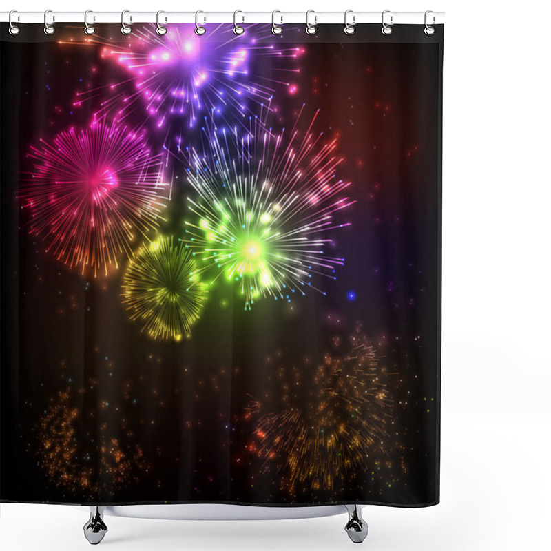 Personality  Night Fireworks Shower Curtains