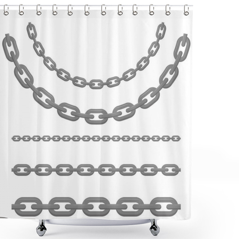 Personality  Set Of Different Chains. Vector Illustration. Isolated. Shower Curtains