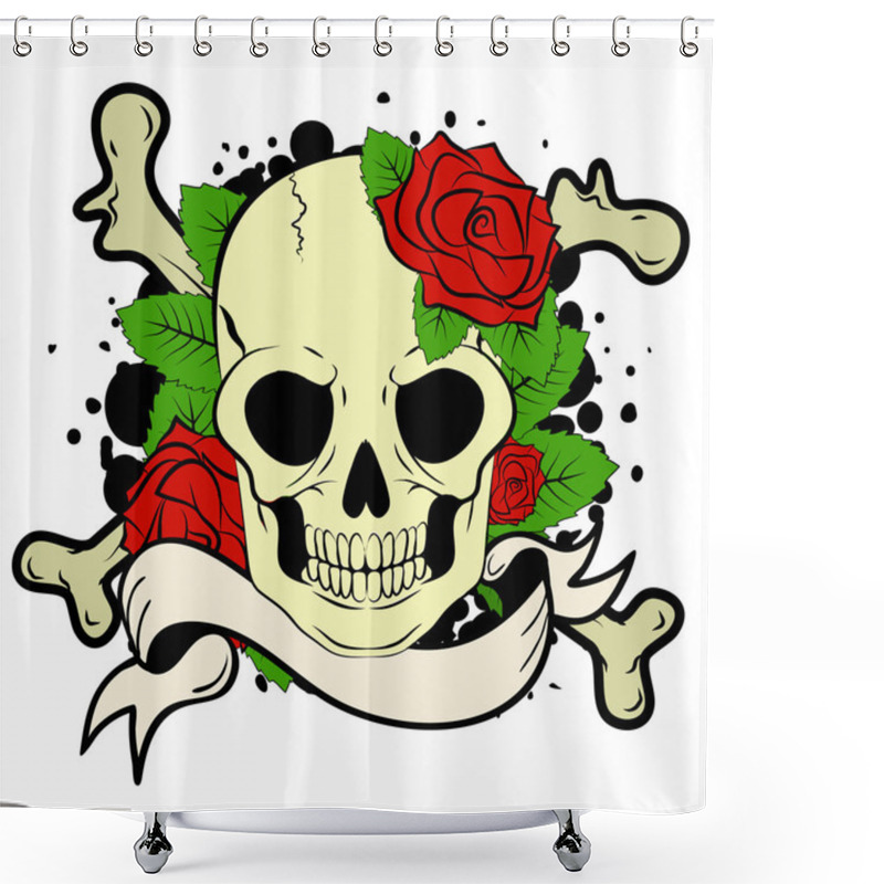 Personality  Skull And Bones Shower Curtains