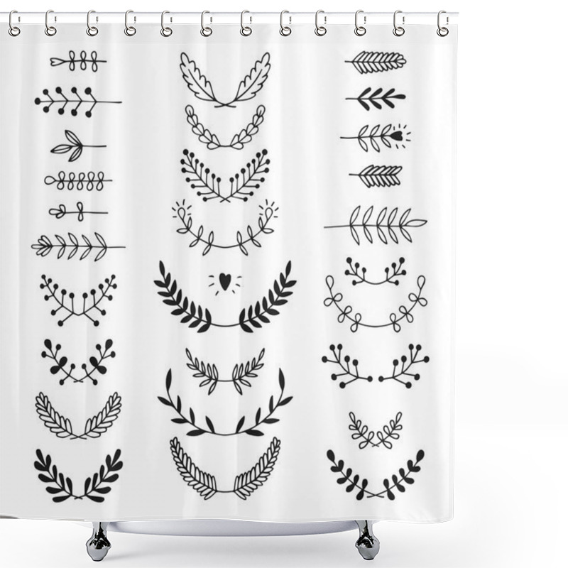 Personality  Set Of Vector Handdrawn Laurels, Wreath Shower Curtains