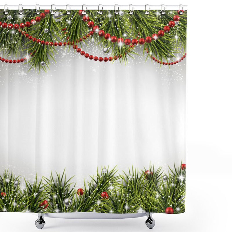 Personality  Christmas Background With Spruce Branches. Shower Curtains