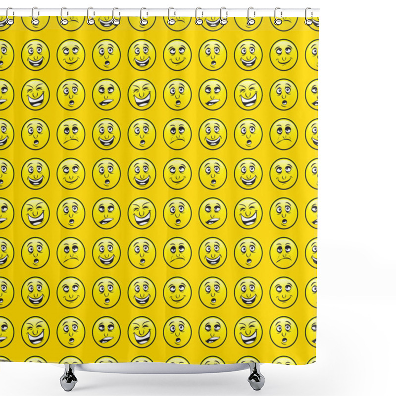 Personality  Yellow Smile Faces Seamless Pattern Shower Curtains