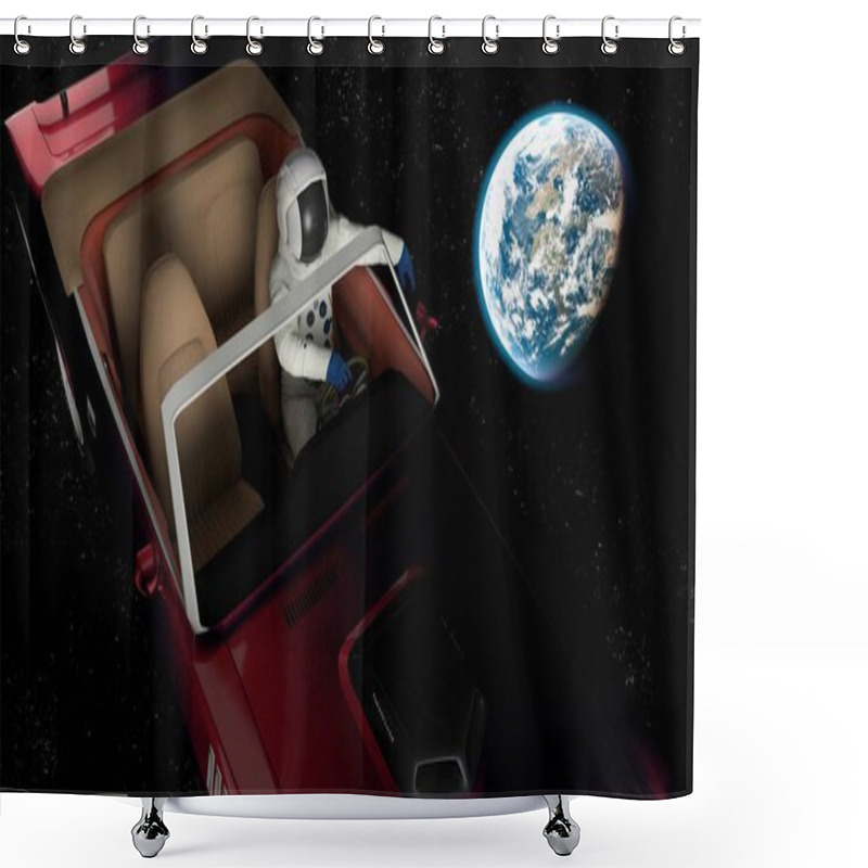 Personality  The Car Image In Space 3D Illustration Shower Curtains